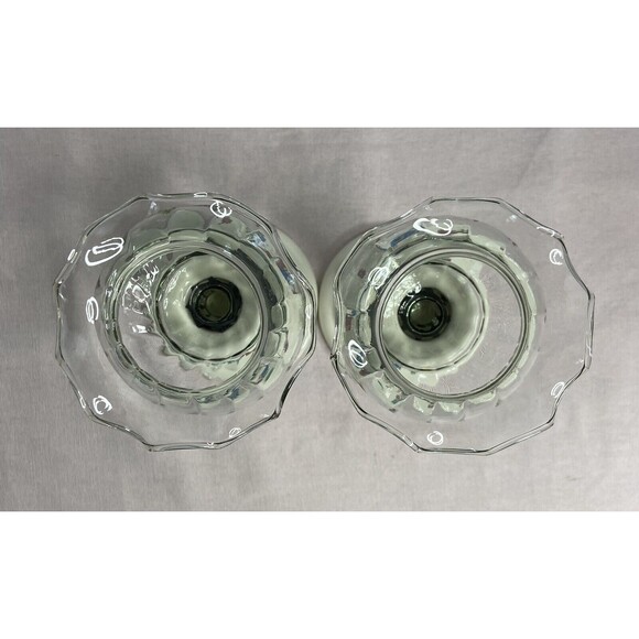 Ceramic Candle Holders Hand Painted Flowers Clear Glass Tops Vintage 80's - Picture 3 of 4